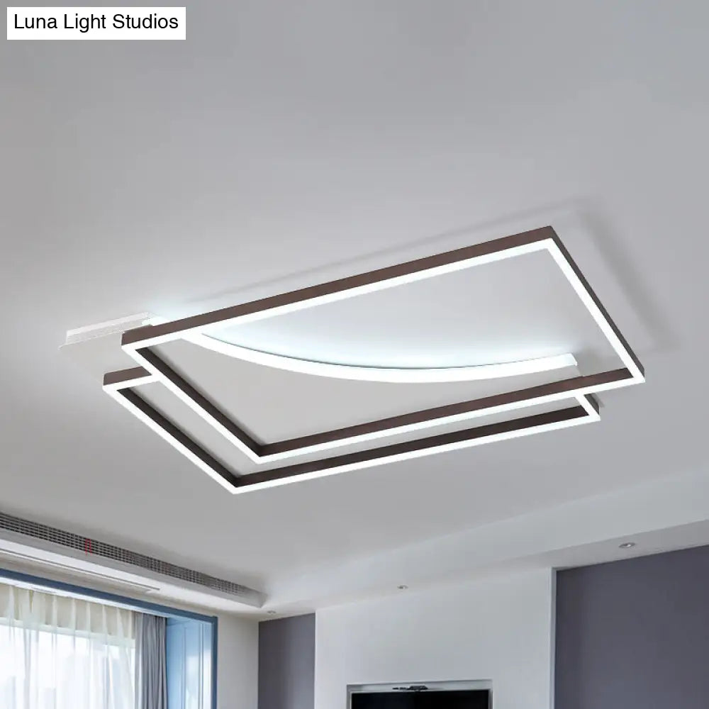 Modern Acrylic Led Ceiling Light In Coffee Brown Flush Mount Lamp With Overlapping Design Warm/White