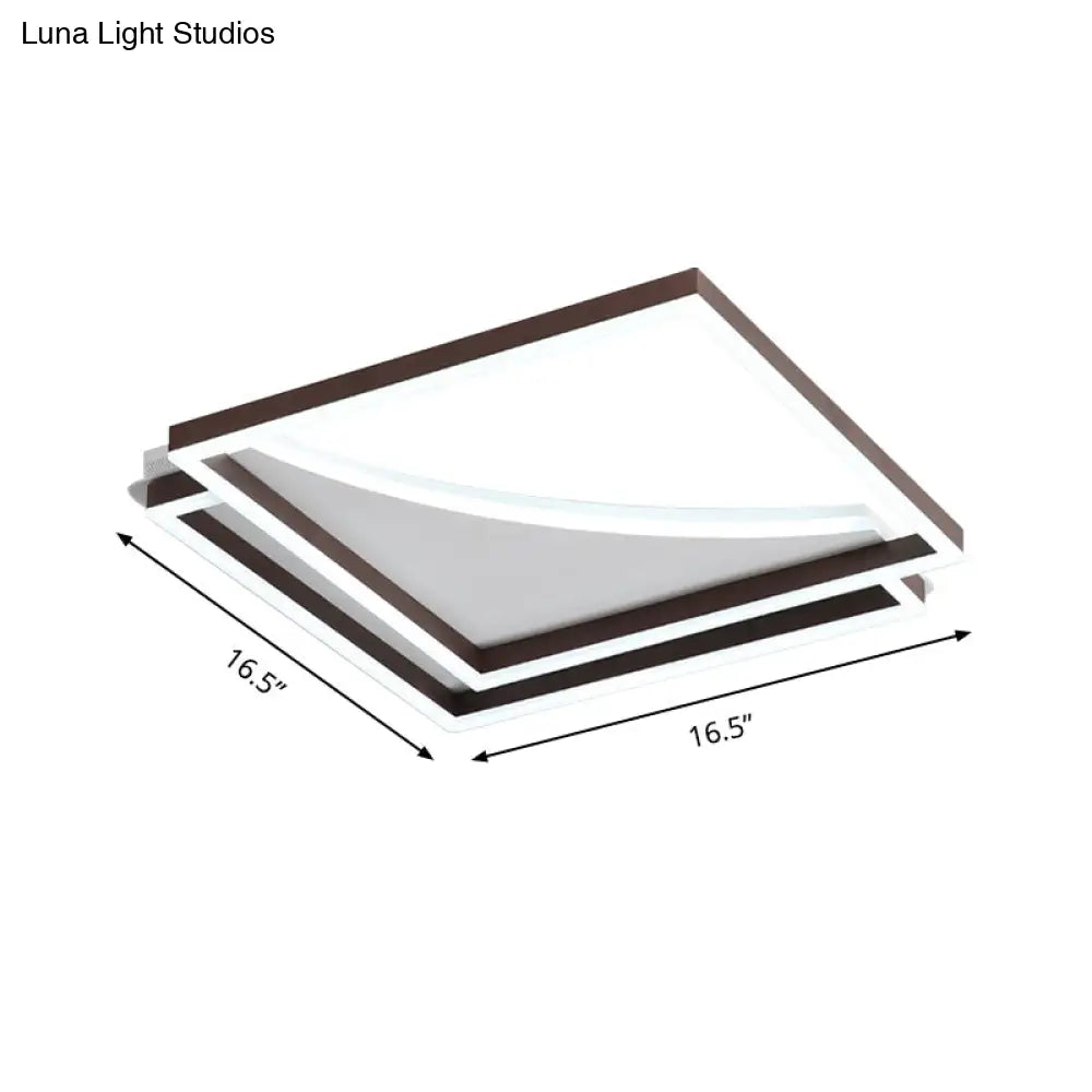 Modern Acrylic Led Ceiling Light In Coffee Brown Flush Mount Lamp With Overlapping Design