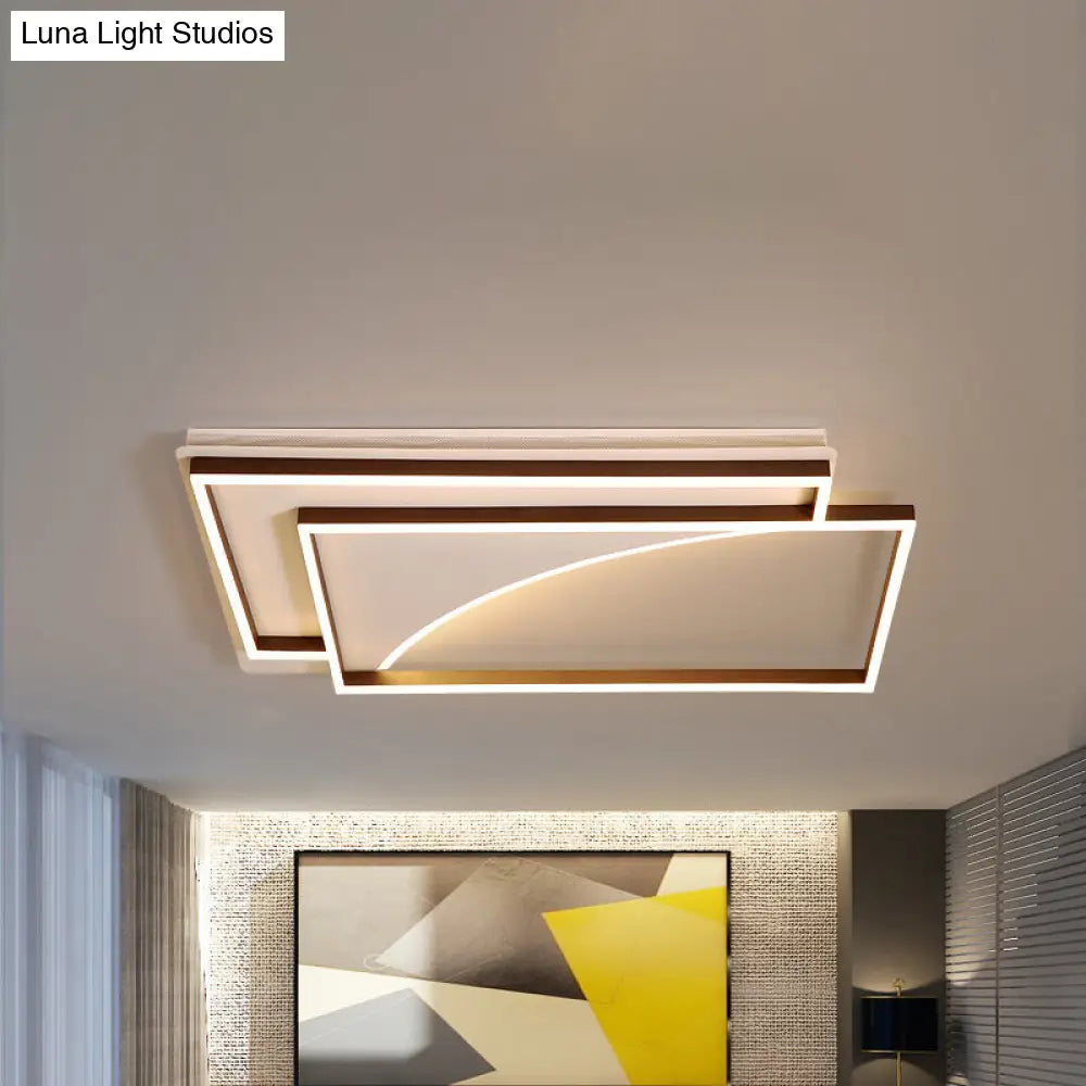 Modern Acrylic Led Ceiling Light In Coffee Brown Flush Mount Lamp With Overlapping Design Warm/White