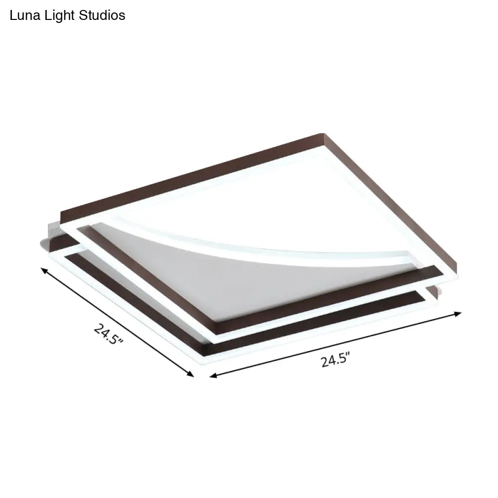 Modern Acrylic Led Ceiling Light In Coffee Brown Flush Mount Lamp With Overlapping Design