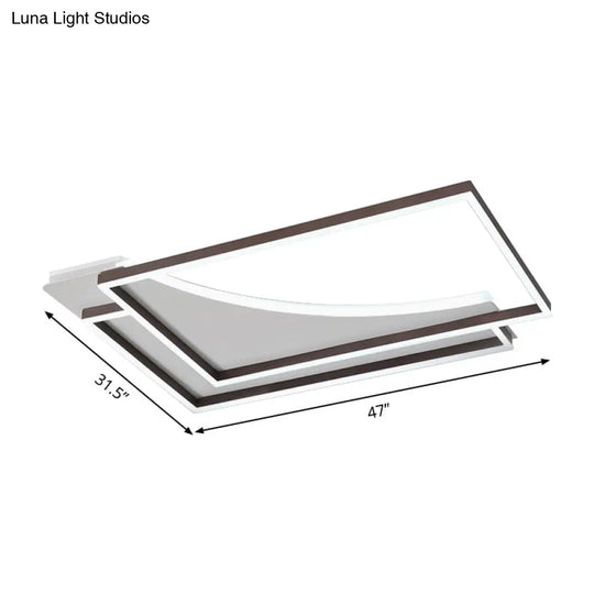 Modern Acrylic Led Ceiling Light In Coffee Brown Flush Mount Lamp With Overlapping Design