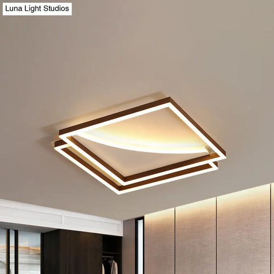 Modern Acrylic Led Ceiling Light In Coffee Brown Flush Mount Lamp With Overlapping Design Warm/White