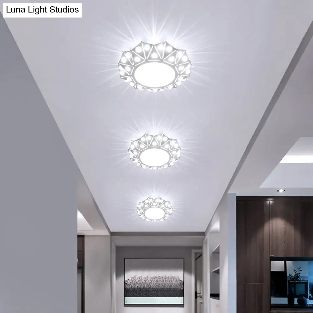 Modern Acrylic Led Ceiling Light In White For Foyer - Flush Mount Fixture
