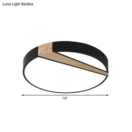 Modern Acrylic Led Ceiling Light With Black-Wood Spliced Design - Square/Rectangle/Round Options In