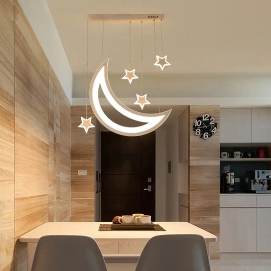 Modern Acrylic Led Ceiling Light With Moon And Stars Design - Perfect For Dining Room Kitchen