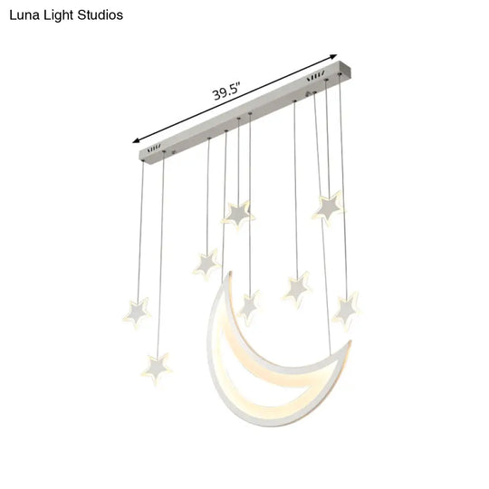 Modern Acrylic Led Ceiling Light With Moon And Stars Design - Perfect For Dining Room Kitchen