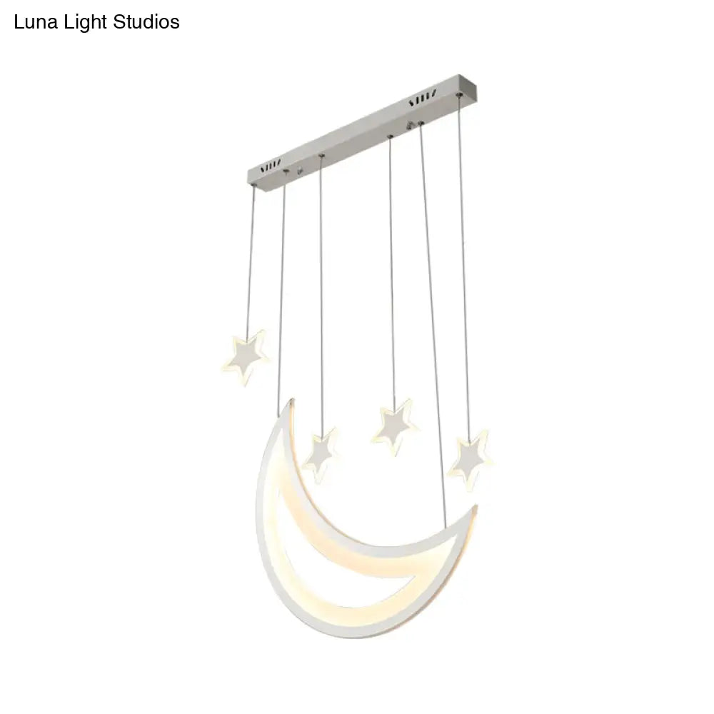 Modern Acrylic Led Ceiling Light With Moon And Stars Design - Perfect For Dining Room Kitchen