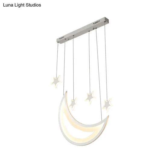 Modern Acrylic Led Ceiling Light With Moon And Stars Design - Perfect For Dining Room Kitchen