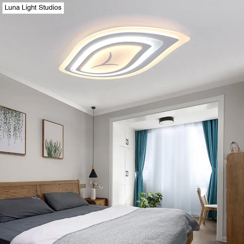 Modern Acrylic Led Ceiling Light With Stepless Dimming In Warm Or White - 21.5’/25.5’/33.5’ Wide