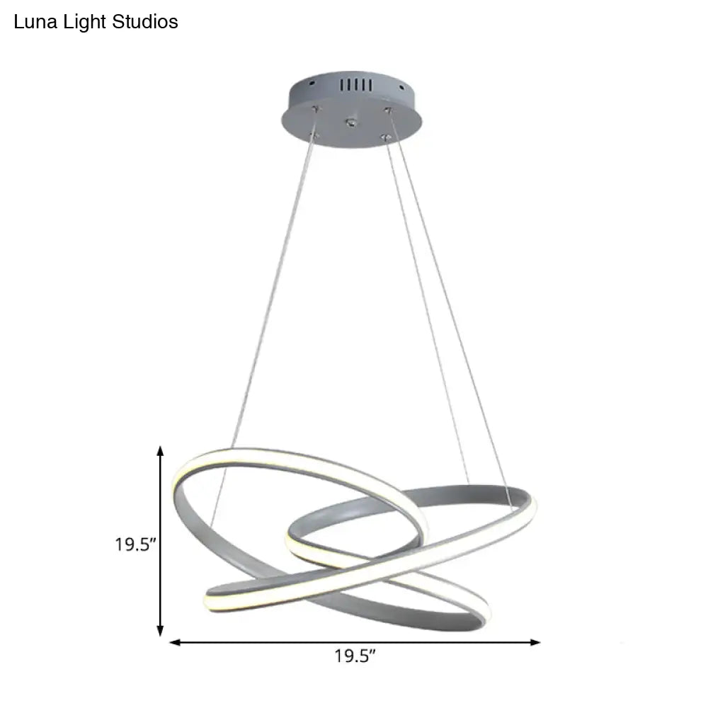 Modern Acrylic Led Chandelier Lighting: Seamless Curve Pendant Lamp In White/Warm Light - Grey