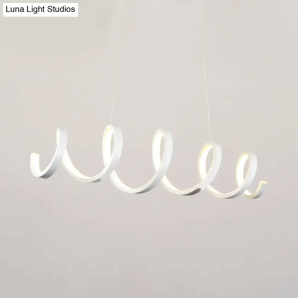 Modern Acrylic Led Chandelier Pendant Light In Coiled White - Warm/White/Natural Lighting For