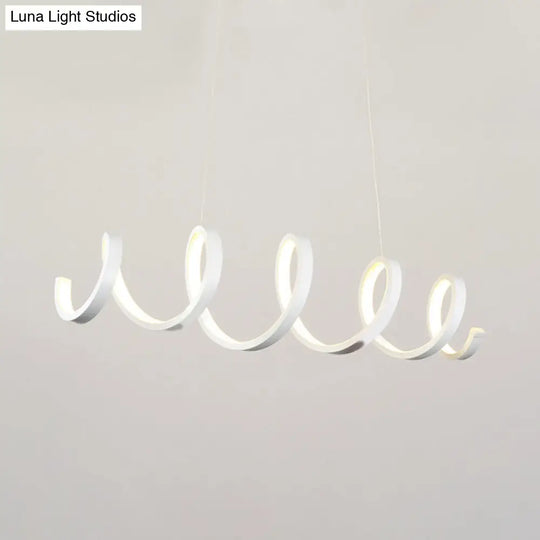 Modern Acrylic Led Chandelier Pendant Light In Coiled White - Warm/White/Natural Lighting For