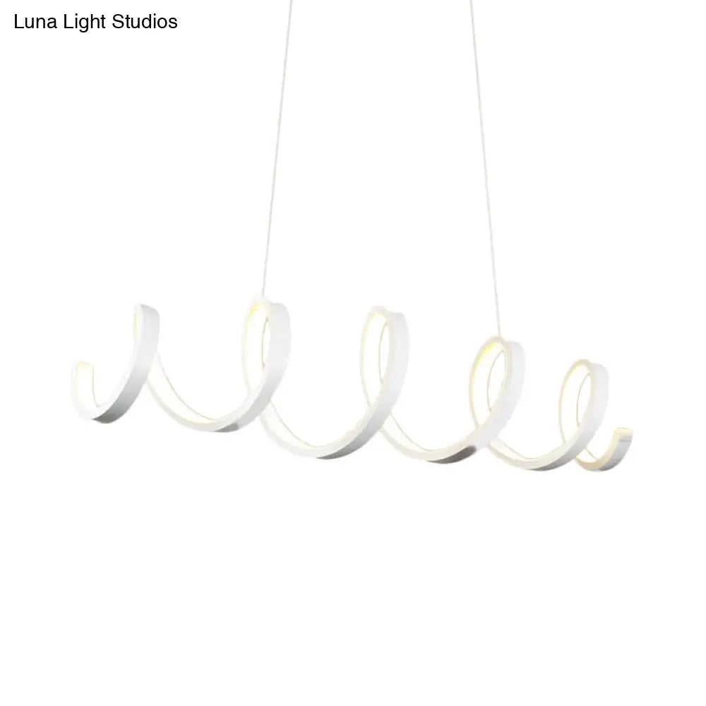 Modern Acrylic Led Chandelier Pendant Light In Coiled White - Warm/White/Natural Lighting For