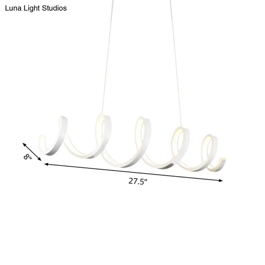 Modern Acrylic Led Chandelier Pendant Light In Coiled White - Warm/White/Natural Lighting For