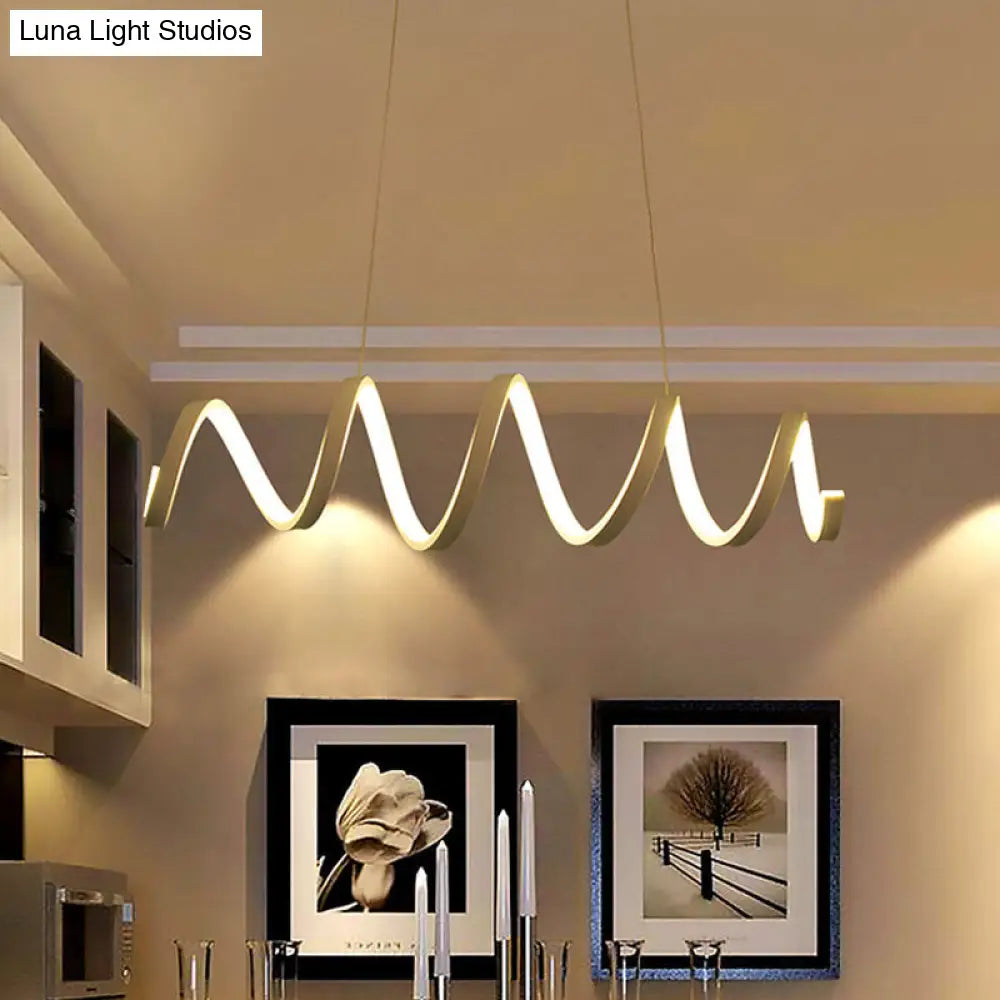 Modern Acrylic Led Chandelier Pendant Light In Coiled White - Warm/White/Natural Lighting For