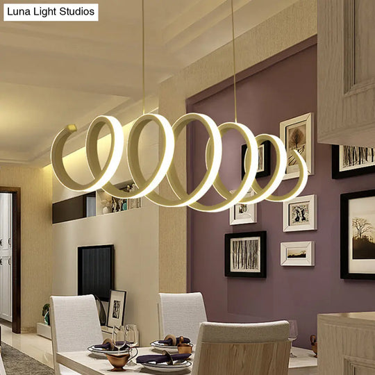 Modern White Coiled Led Chandelier For Dining Room /