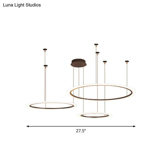 Modern Acrylic Coffee Led Chandelier Light Fixture - 3/4 Tiers Ceiling Pendant Lamp (Small/Large)