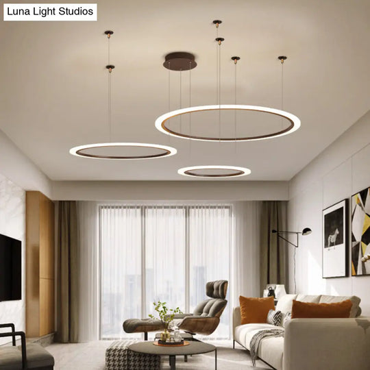 Modern Acrylic Coffee Led Chandelier Light Fixture - 3/4 Tiers Ceiling Pendant Lamp (Small/Large) /