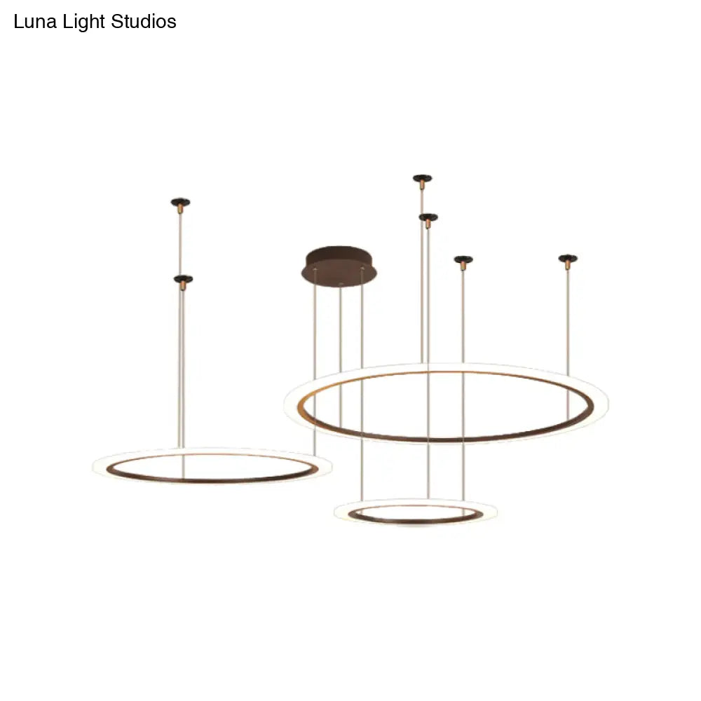 Modern Acrylic Coffee Led Chandelier Light Fixture - 3/4 Tiers Ceiling Pendant Lamp (Small/Large)