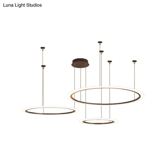 Modern Acrylic Coffee Led Chandelier Light Fixture - 3/4 Tiers Ceiling Pendant Lamp (Small/Large)