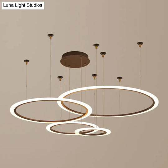 Modern Acrylic Coffee Led Chandelier Light Fixture - 3/4 Tiers Ceiling Pendant Lamp (Small/Large)