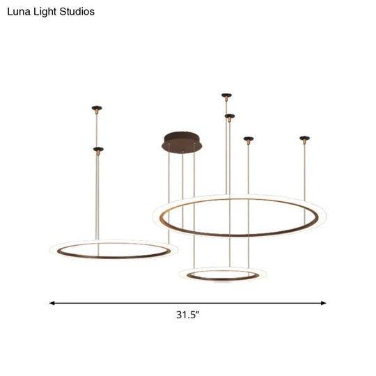 Modern Acrylic Coffee Led Chandelier Light Fixture - 3/4 Tiers Ceiling Pendant Lamp (Small/Large)