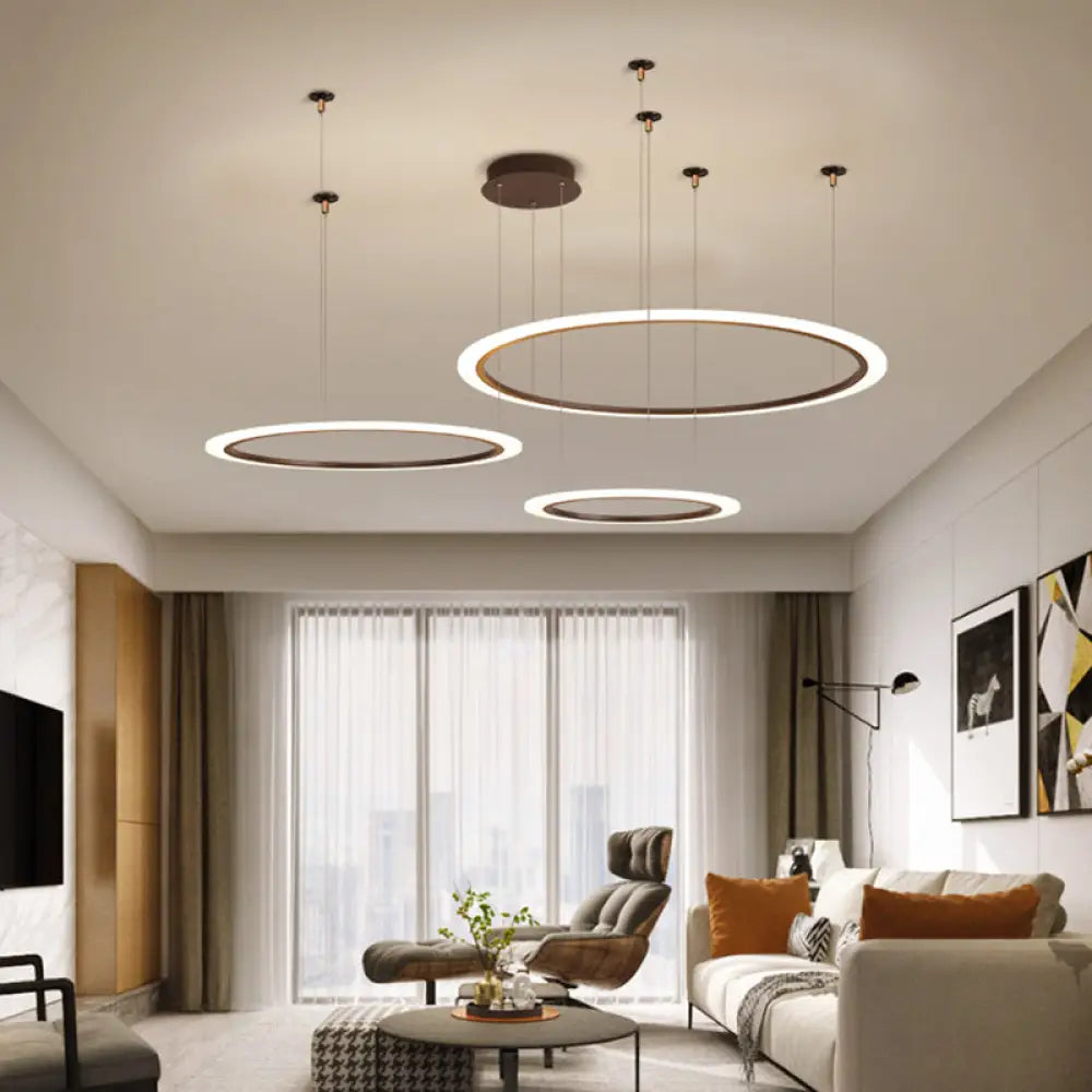 Modern Acrylic Led Chandelier - Small/Large Sizes 3/4 Tiers Ceiling Pendant Light Fixture Coffee /