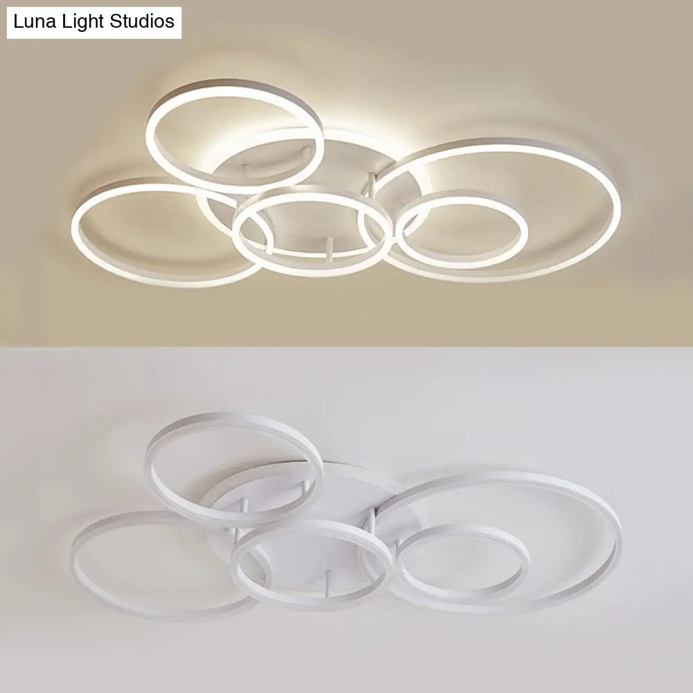 Modern Acrylic Led Flush Ceiling Light With Halo-Like Ring - White 2/3/5 Lights 6 /