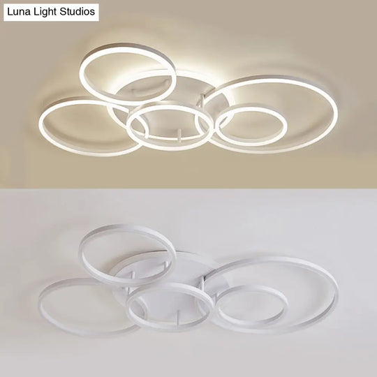 Modern Acrylic Led Flush Ceiling Light With Halo-Like Ring - White 2/3/5 Lights 6 /