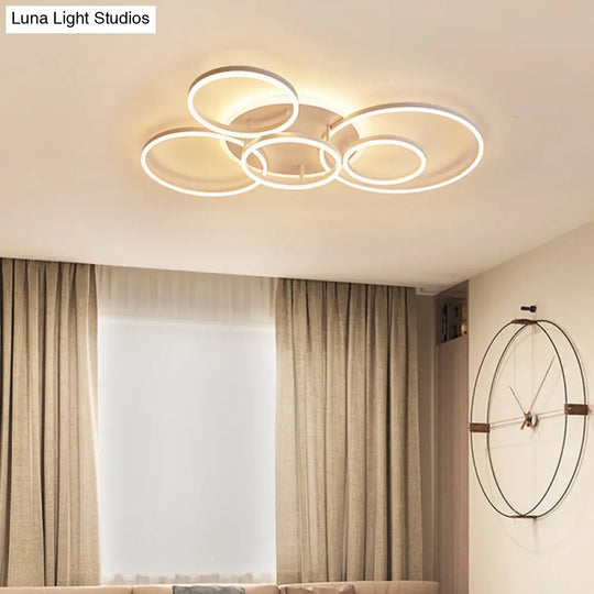 Modern Acrylic Led Flush Ceiling Light With Halo-Like Ring - White 2/3/5 Lights