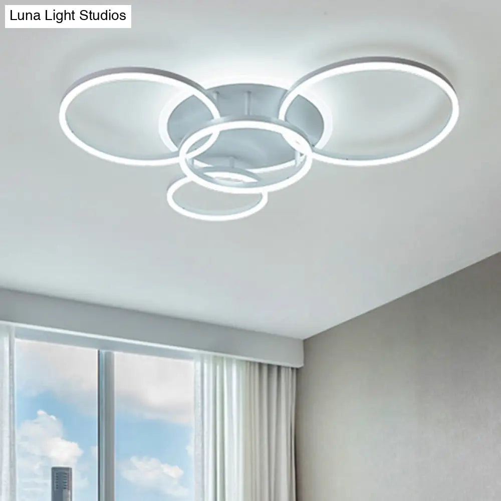 Modern Acrylic Led Flush Ceiling Light With Halo - Like Ring - White 2/3/5 Lights
