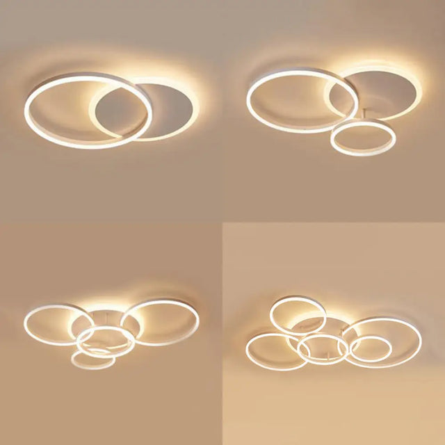 Modern Acrylic Led Flush Ceiling Light With Halo-Like Ring - White 2/3/5 Lights