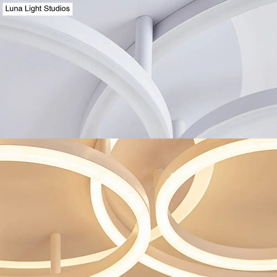 Modern Acrylic Led Flush Ceiling Light With Halo - Like Ring - White 2/3/5 Lights