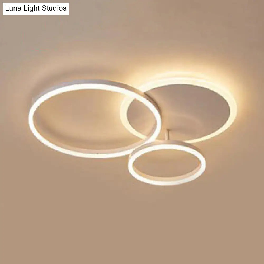 Modern Acrylic Led Flush Ceiling Light With Halo-Like Ring - White 2/3/5 Lights 3 / Warm