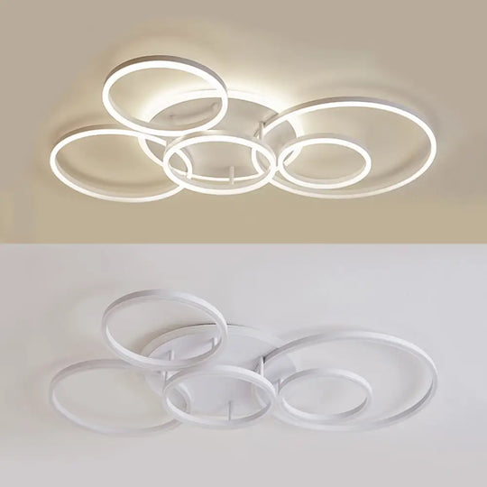 Modern Acrylic Led Flush Ceiling Light With Halo - Like Ring - White 2/3/5 Lights 6 /