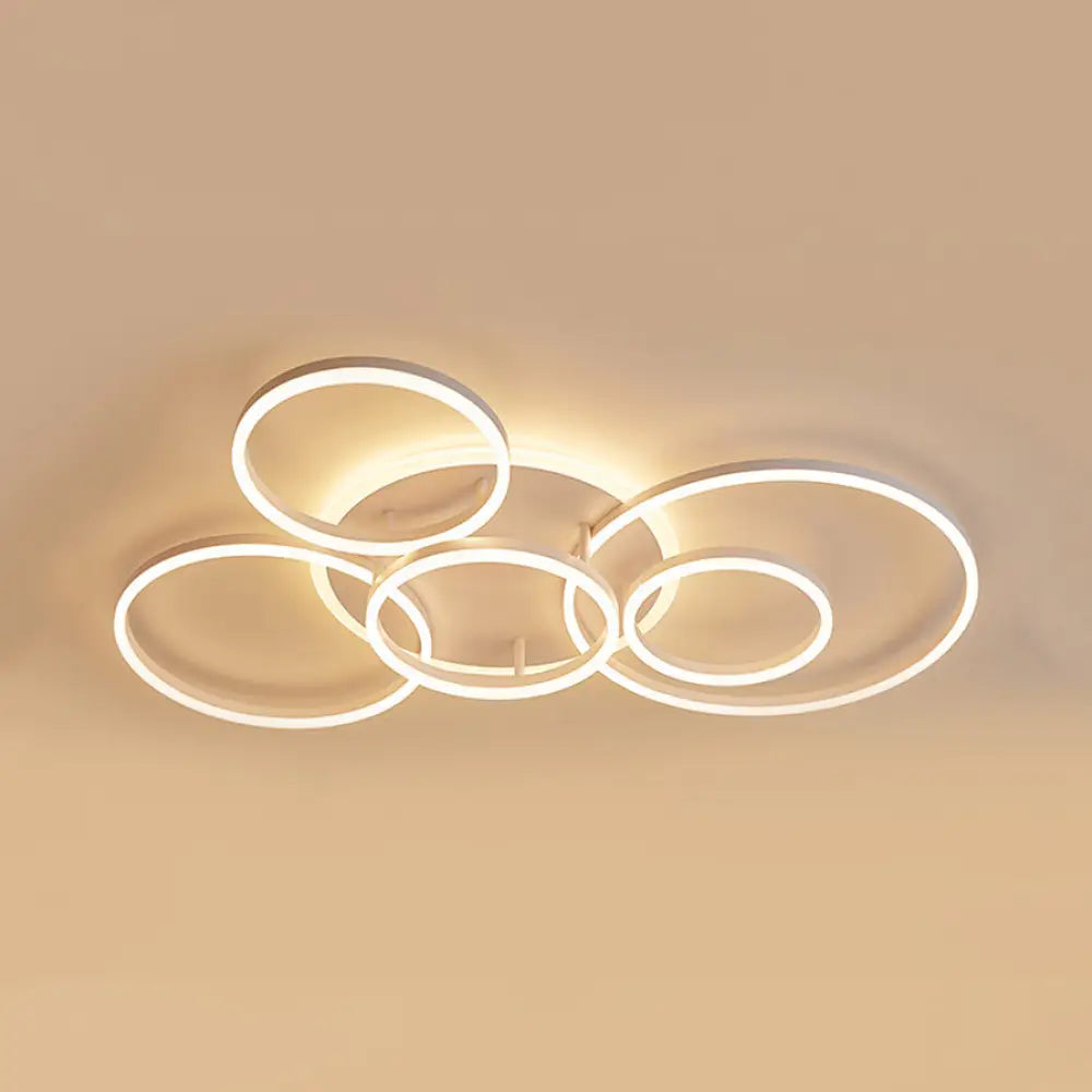 Modern Acrylic Led Flush Ceiling Light With Halo - Like Ring - White 2/3/5 Lights 6 / Warm
