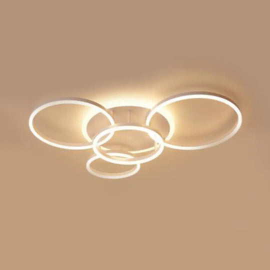 Modern Acrylic Led Flush Ceiling Light With Halo - Like Ring - White 2/3/5 Lights 5 /