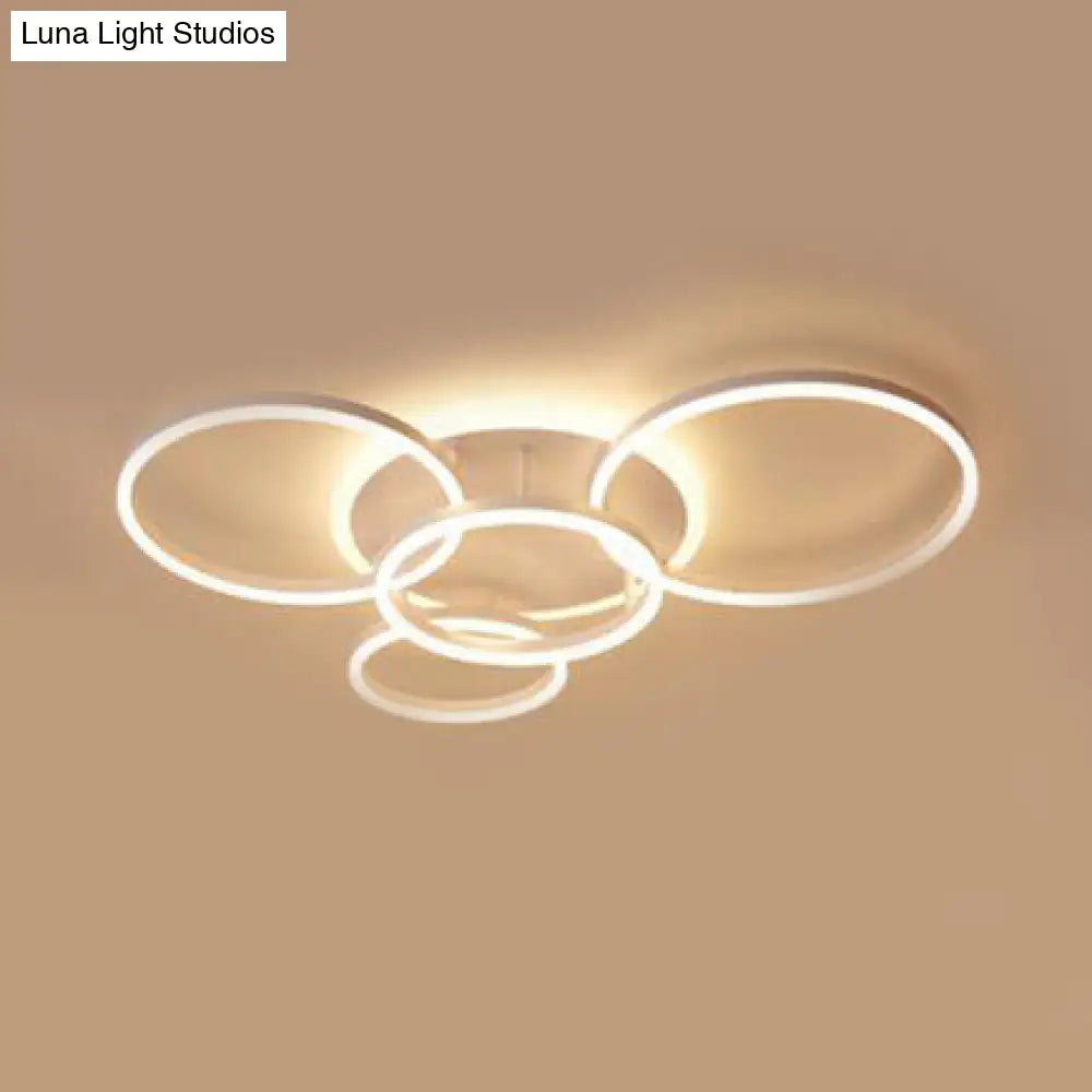 Modern Acrylic Led Flush Ceiling Light With Halo-Like Ring - White 2/3/5 Lights 5 /