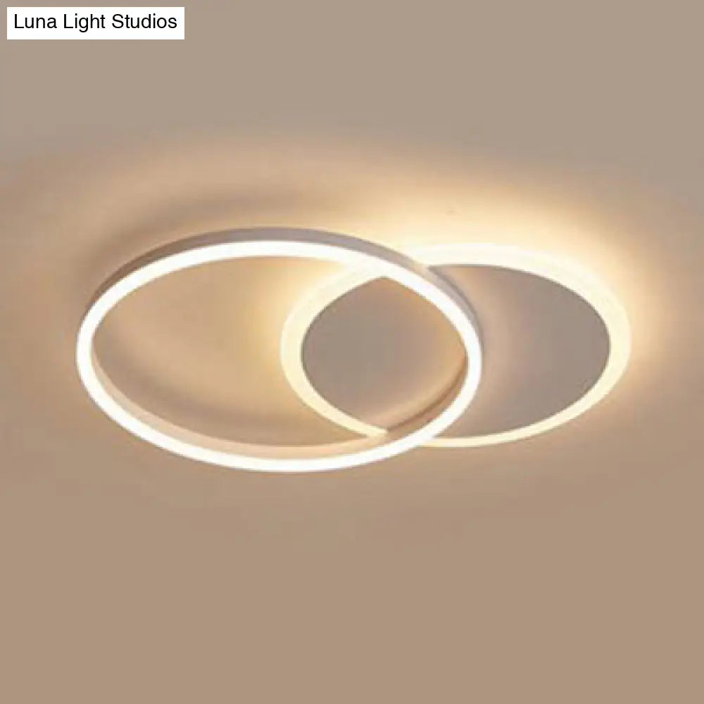 Modern Acrylic Led Flush Ceiling Light With Halo-Like Ring - White 2/3/5 Lights 2 / Warm