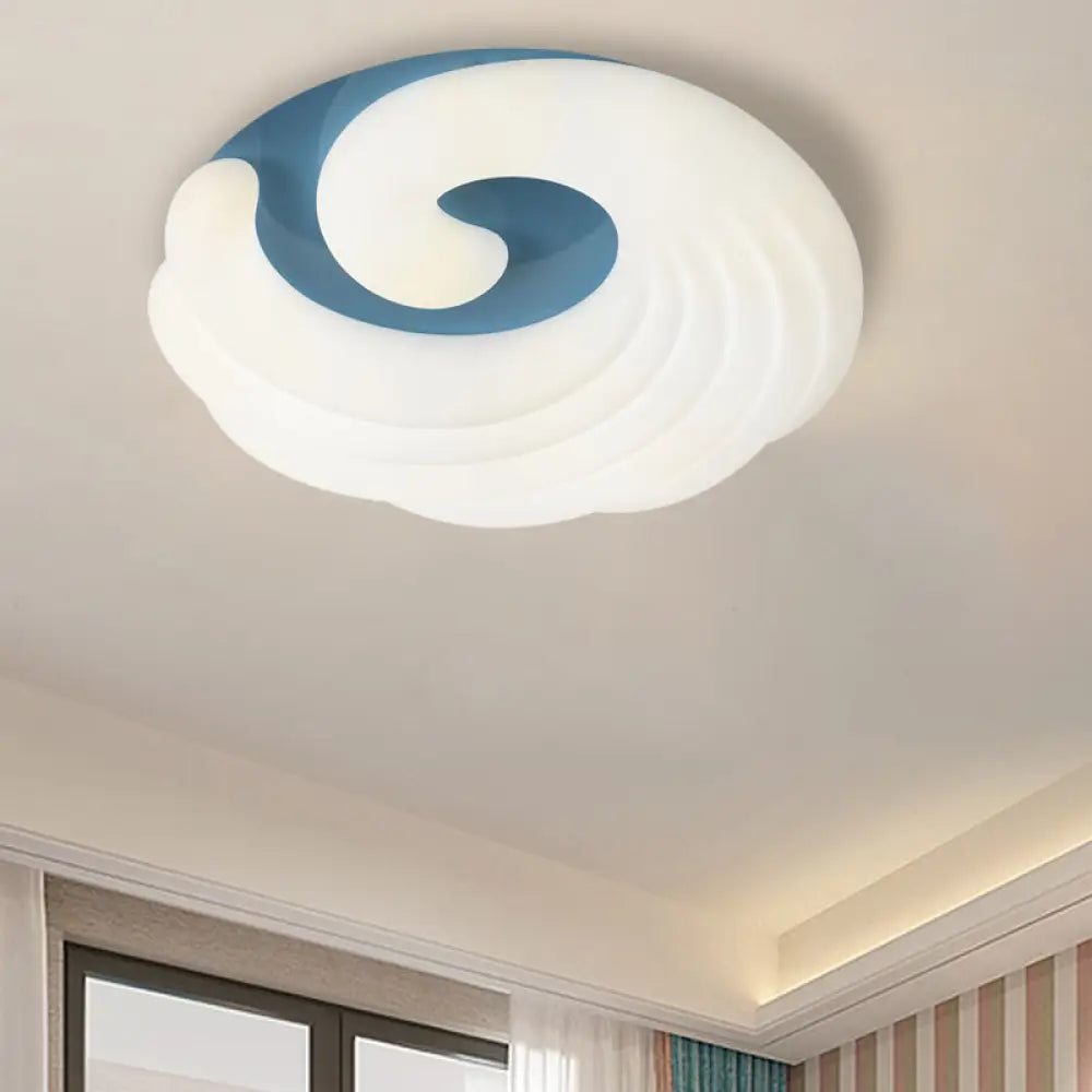 Modern Acrylic Led Flush Light Fixture In Grey/White/Blue - Cloud Design Blue