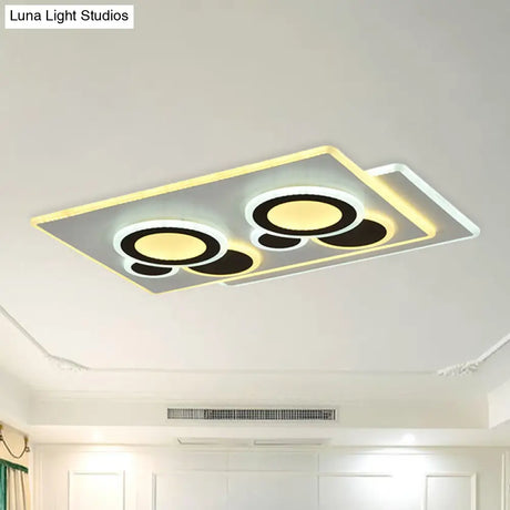 Modern Acrylic Led Flush Light In Black And White Round/Oval/Rectangle Shape - Perfect For Bedrooms