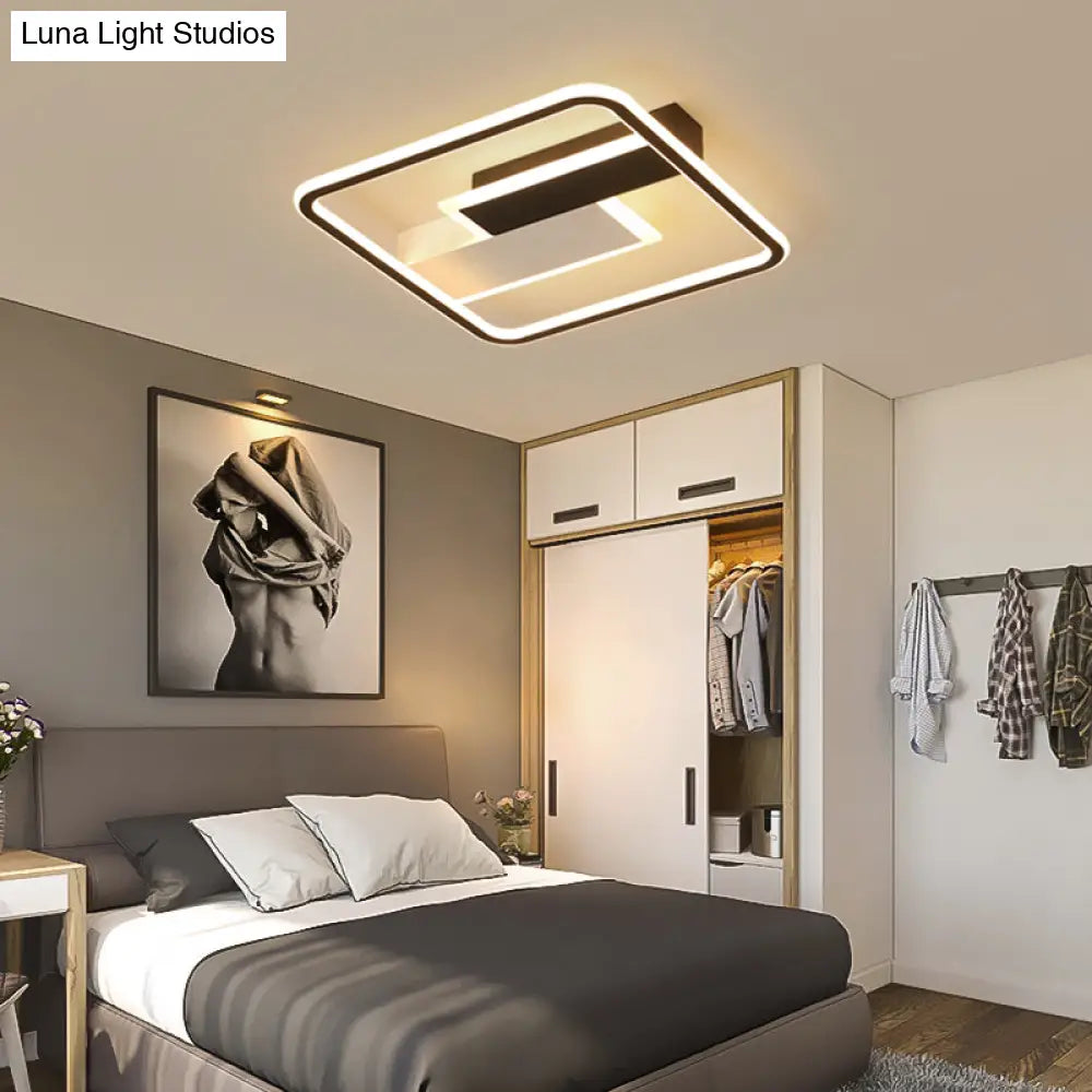 Modern Acrylic Led Flush Mount Ceiling Lamp - Black Warm/White Light 19.5/37.5