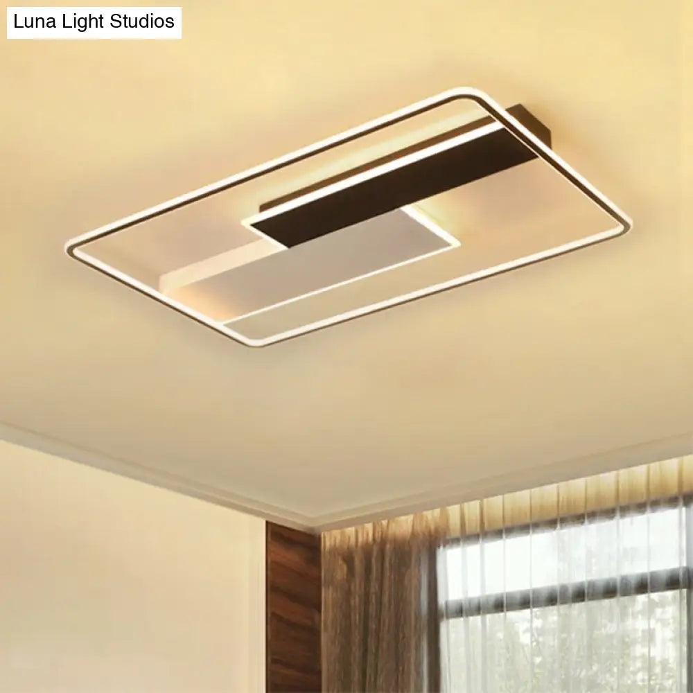 Modern Acrylic Led Flush Mount Ceiling Lamp - Black Warm/White Light 19.5’/37.5