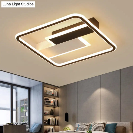 Modern Acrylic Led Flush Mount Ceiling Lamp - Black Warm/White Light 19.5/37.5 / 19.5 White