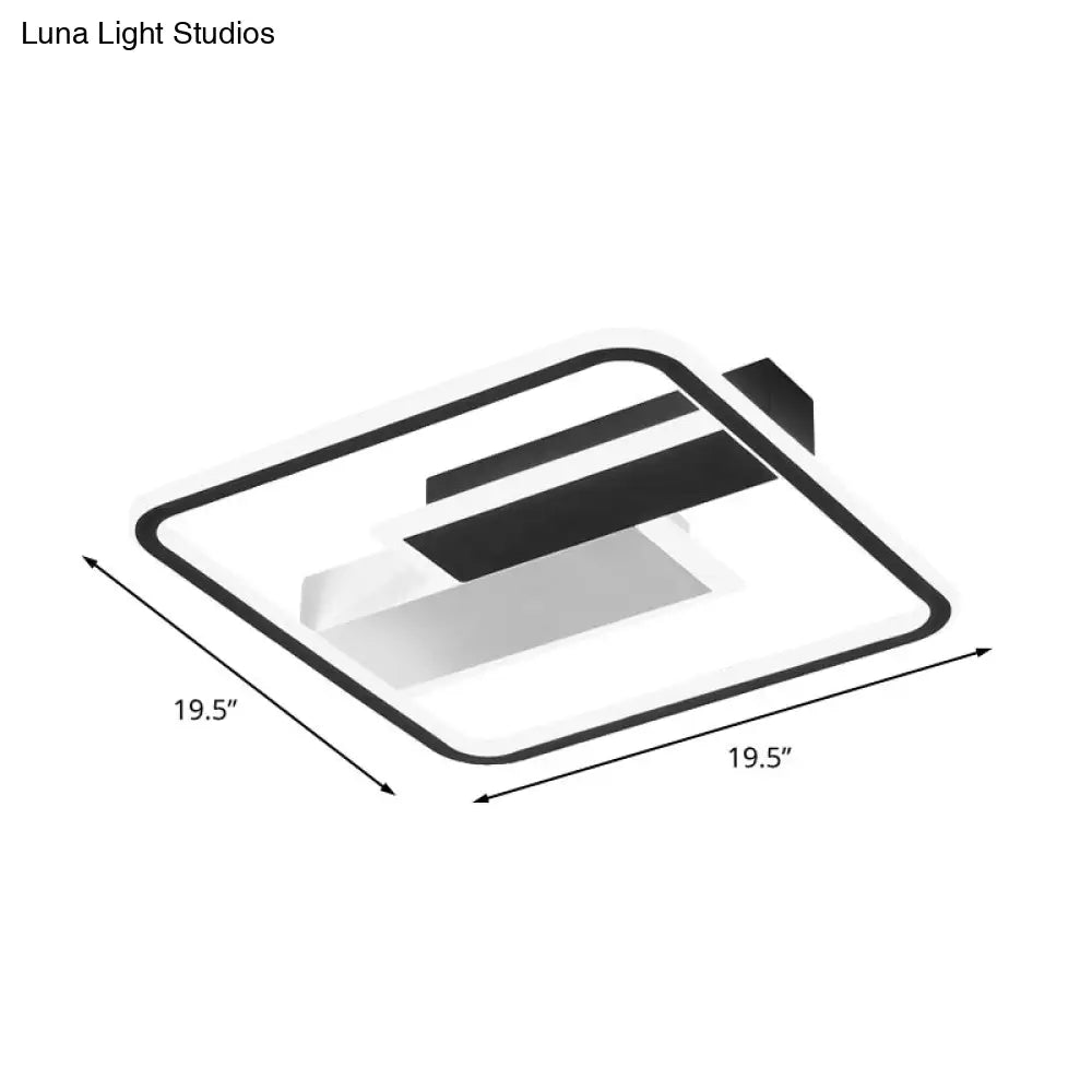Modern Acrylic Led Flush Mount Ceiling Lamp - Black Warm/White Light 19.5/37.5