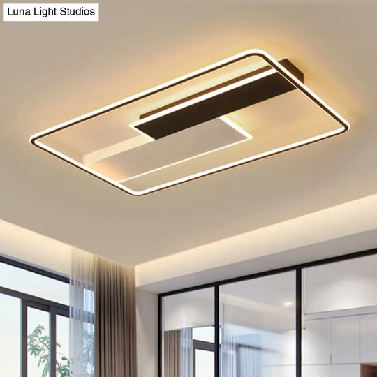 Modern Acrylic Led Flush Mount Ceiling Lamp - Black Warm/White Light 19.5/37.5