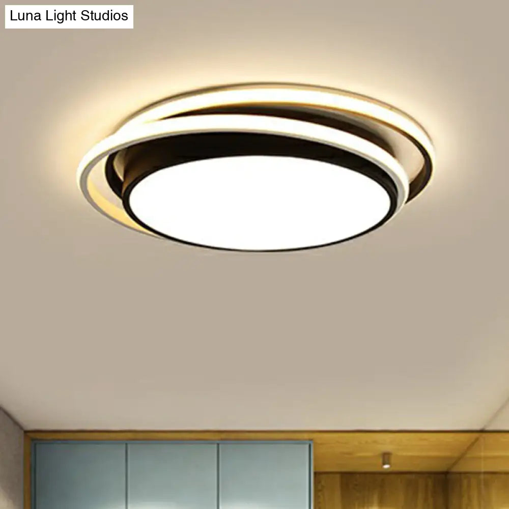 Modern Acrylic Led Flush Mount Ceiling Light Fixture For Bedrooms Black / 15 Third Gear