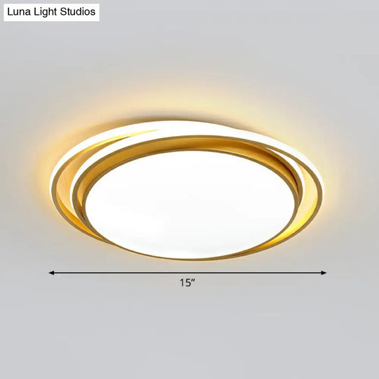 Modern Acrylic Led Flush Mount Ceiling Light Fixture For Bedrooms Gold / 15 White