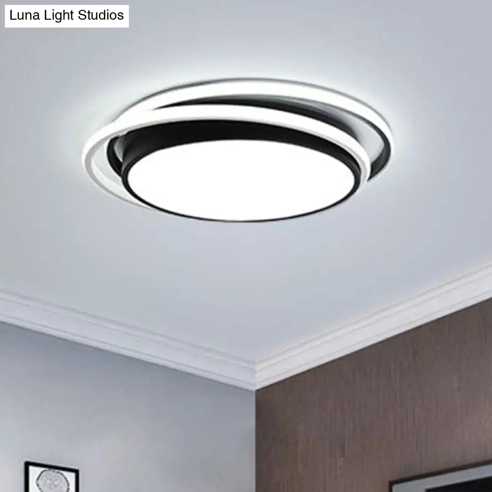 Modern Acrylic Led Flush Mount Ceiling Light Fixture For Bedrooms Black / 15 Warm