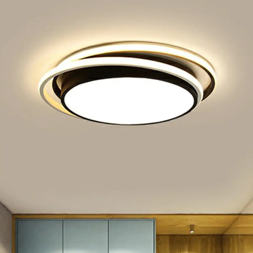 Modern Acrylic Led Flush Mount Ceiling Light Fixture For Bedrooms Black / 15’ Third Gear